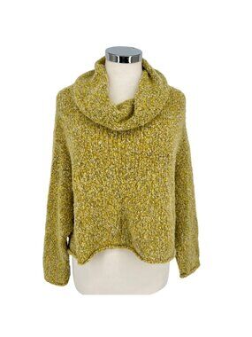 Free People BFF Sweater Cowl Neck Textured Oversized Quince Yellow Green Size XS